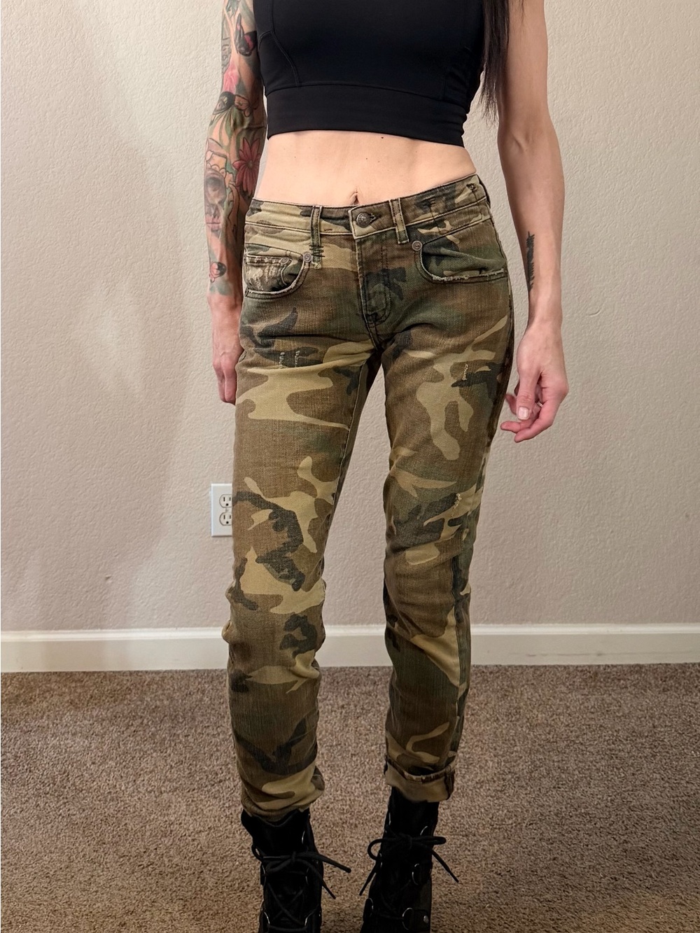 R13 Camo Skinny Boy Jeans NWOT